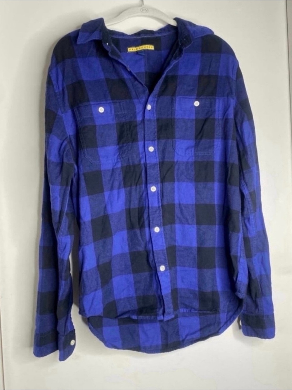 Prince&Fox Long Sleeve Button Up Blue Flannel Shirt Mens Medium